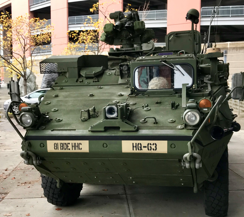 It was Veterans Day, so the National Guard was on hand to recruit future veterans.